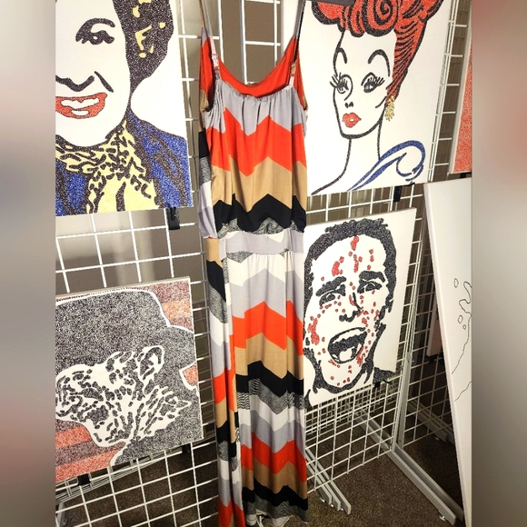 S Twelve Chevron Maxi Dress Size Large - Picture 7 of 10